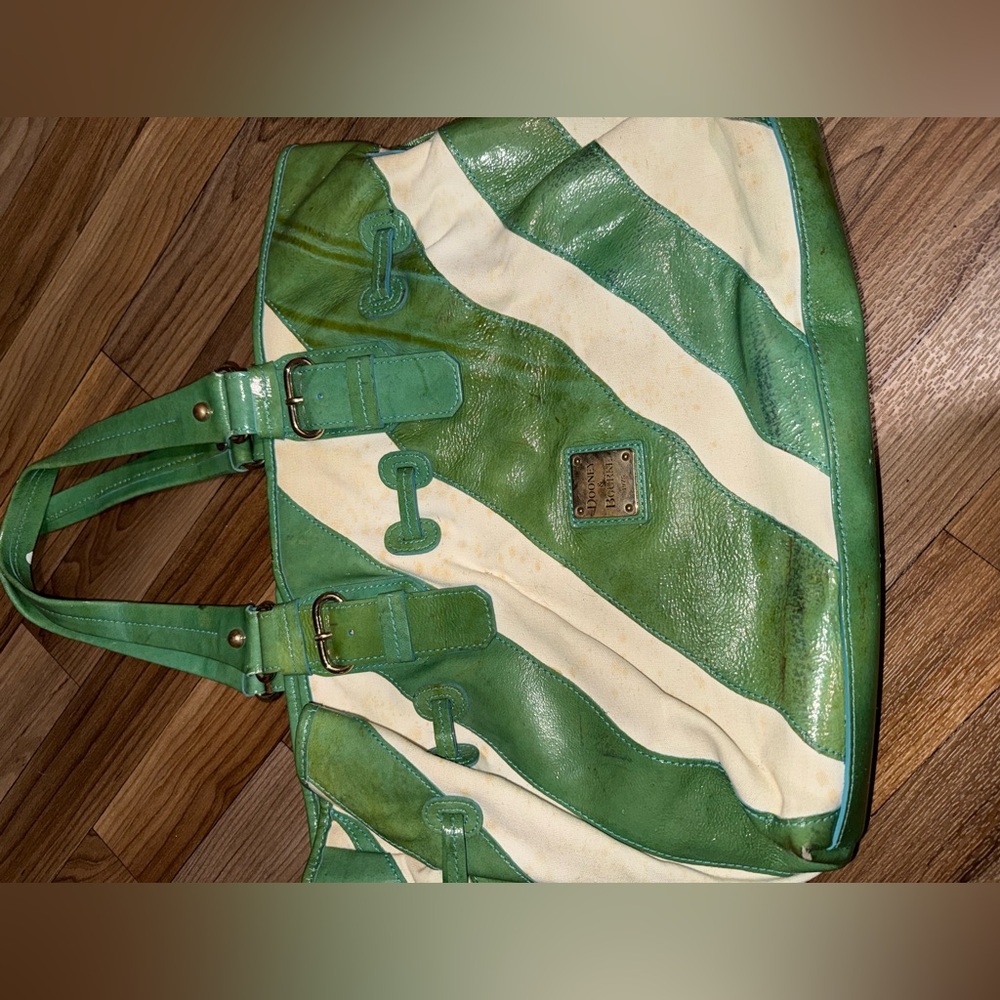 Green and White Striped Tote Bag